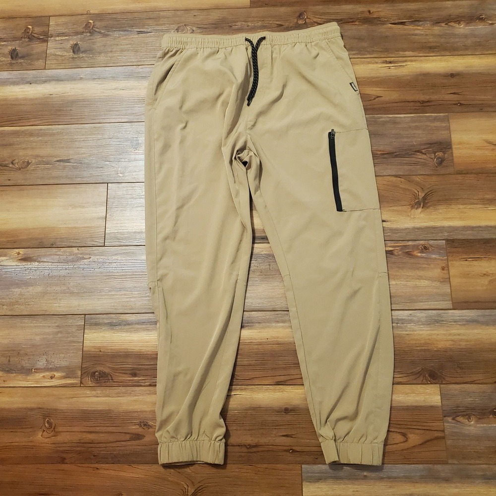 Tony Hawk Mens Khaki Jogger Pants Elastic Waist Stretch HMP2446 Tan 34x28